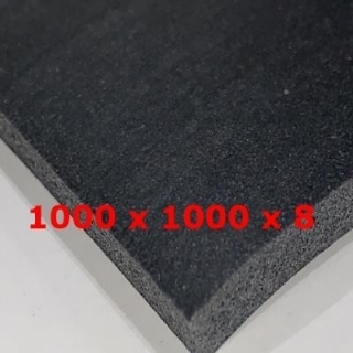 M. BLACK  SILICONE SPONGE SHEET DENS. 0.25 gr/cm³ 1000 mm WIDE X 8 mm Thickness + ADHESIVE 1 SIDE
