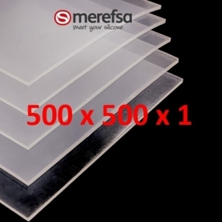 TRANSLUCENT SILICONE SHEET FOOD SAFE 60 SH° (±5) 500 mm x 500 mm x 1 (±0,2) Thickness NO TALC